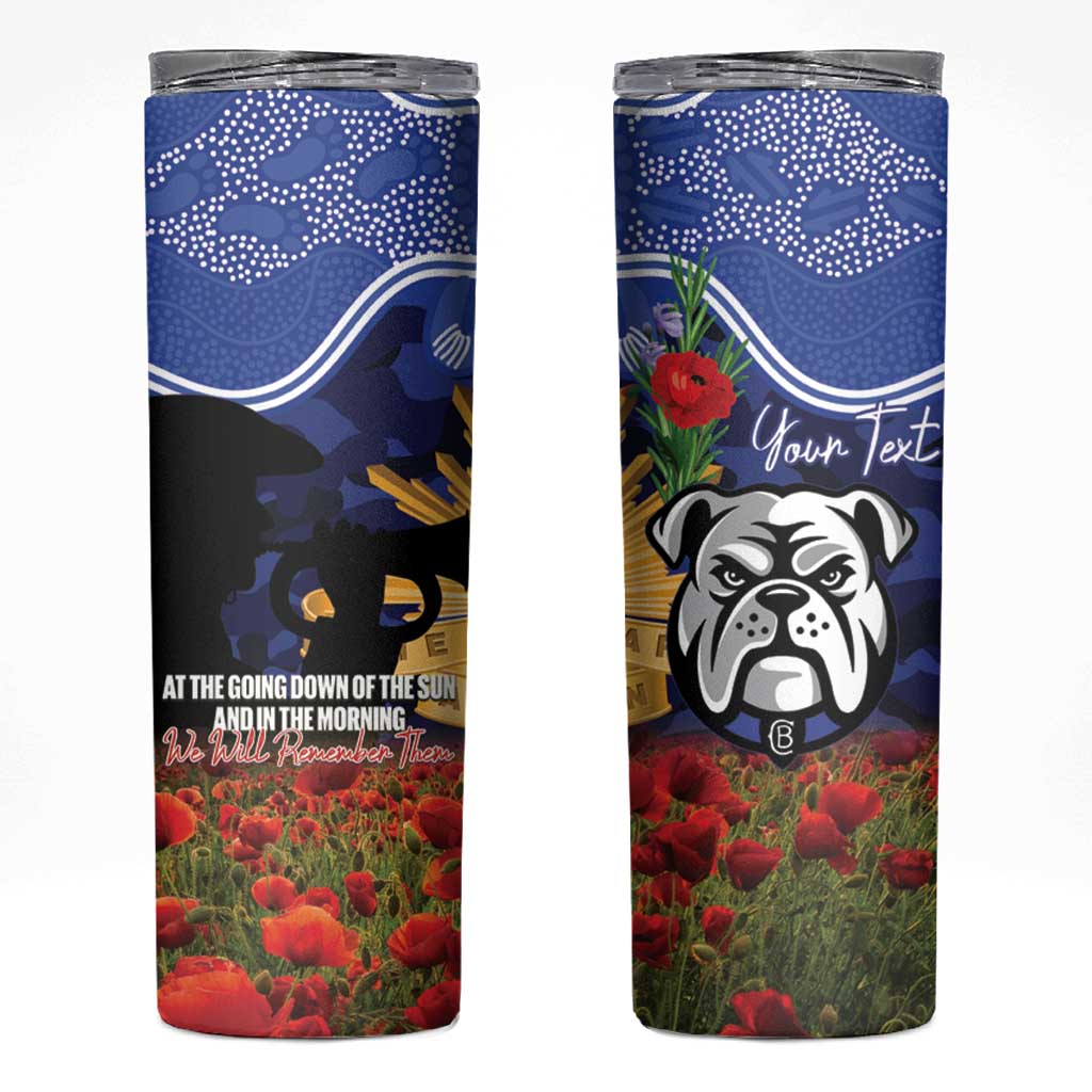 Personalised Bulldogs Rugby ANZAC Day Skinny Tumbler Last Post Poppy We Will Remember Them