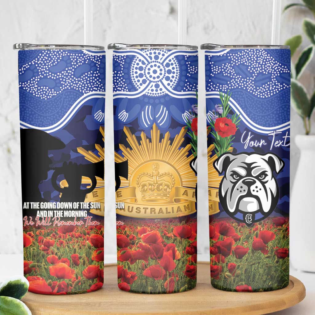 Personalised Bulldogs Rugby ANZAC Day Skinny Tumbler Last Post Poppy We Will Remember Them