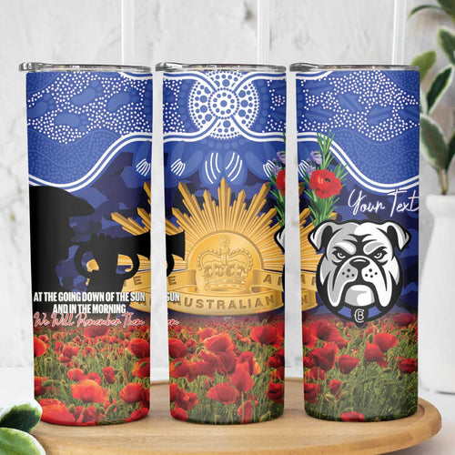 Personalised Bulldogs Rugby ANZAC Day Skinny Tumbler Last Post Poppy We Will Remember Them