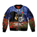 Personalised Bulldogs Rugby ANZAC Day Sleeve Zip Bomber Jacket Last Post Poppy We Will Remember Them