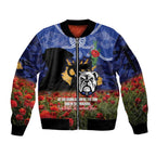 Personalised Bulldogs Rugby ANZAC Day Sleeve Zip Bomber Jacket Last Post Poppy We Will Remember Them