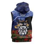 Personalised Bulldogs Rugby ANZAC Day Sleeveless Hoodie Last Post Poppy We Will Remember Them