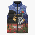 Personalised Bulldogs Rugby ANZAC Day Sleeveless Puffer Jacket Last Post Poppy We Will Remember Them