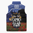 Personalised Bulldogs Rugby ANZAC Day Sleeveless Puffer Jacket Last Post Poppy We Will Remember Them