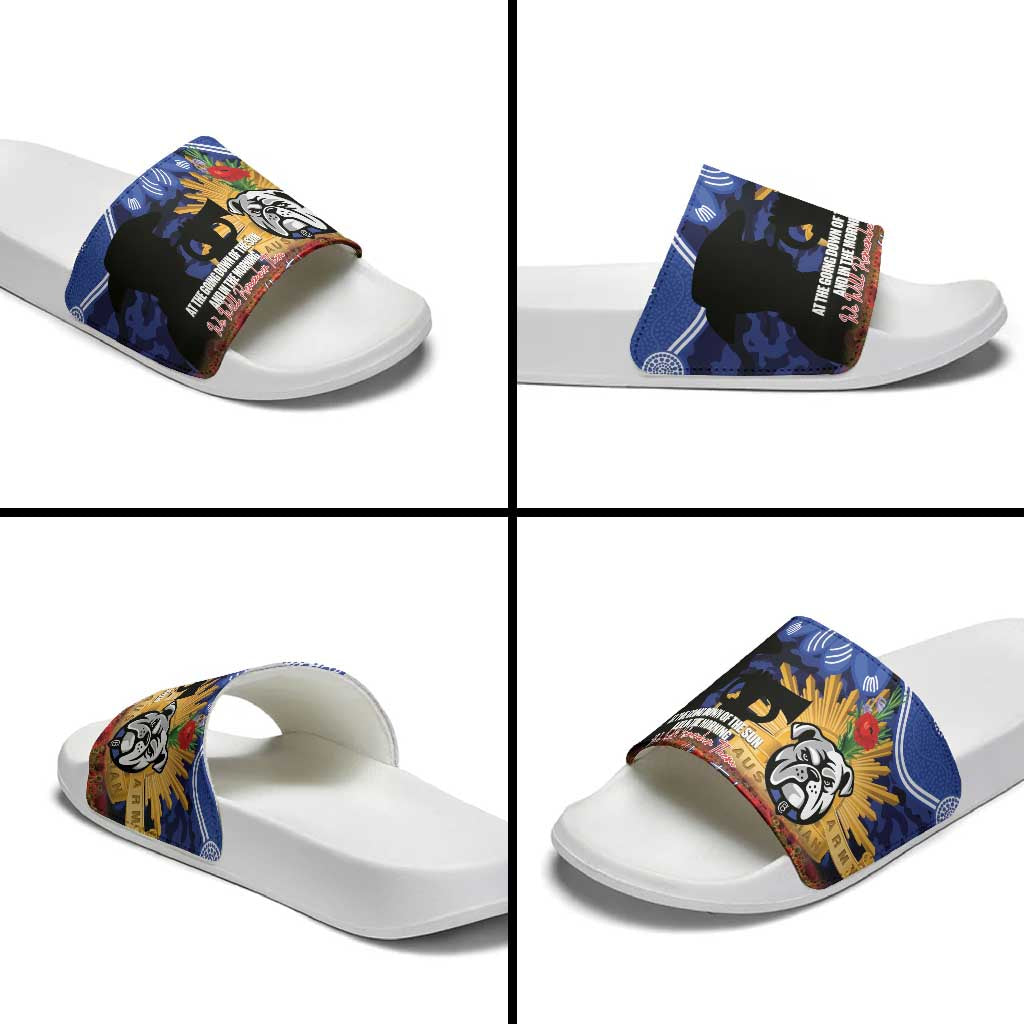 Personalised Bulldogs Rugby ANZAC Day Slide Sandals Last Post Poppy We Will Remember Them