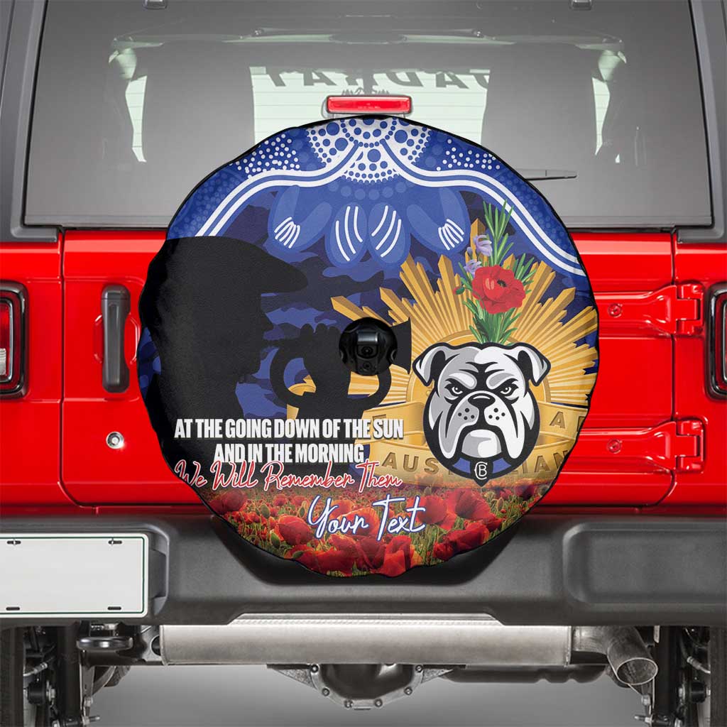 Personalised Bulldogs Rugby ANZAC Day Spare Tire Cover Last Post Poppy We Will Remember Them