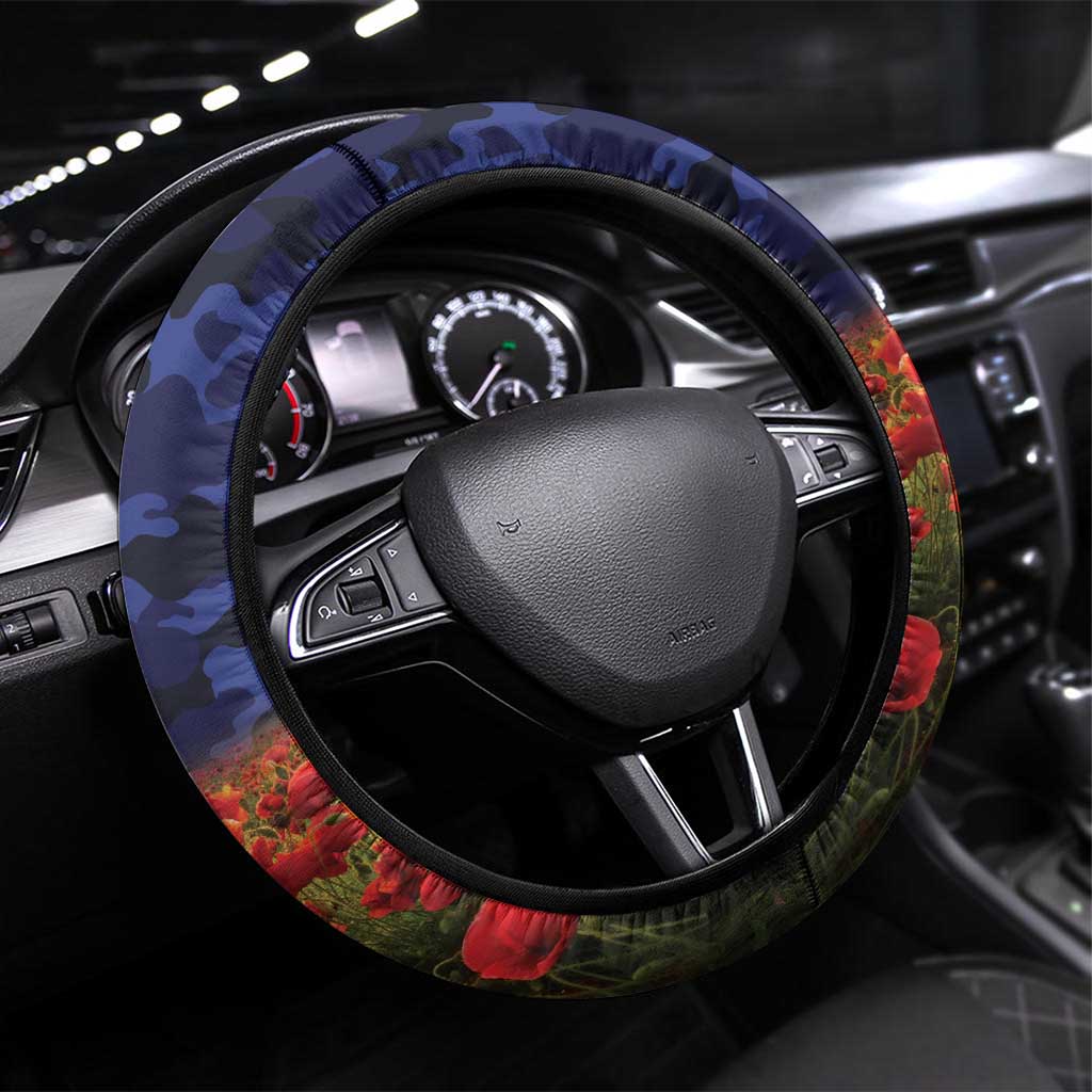 Bulldogs Rugby ANZAC Day Steering Wheel Cover Last Post Poppy We Will Remember Them