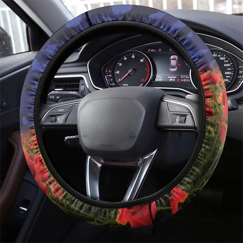 Bulldogs Rugby ANZAC Day Steering Wheel Cover Last Post Poppy We Will Remember Them