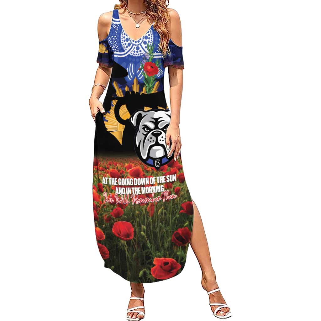 Personalised Bulldogs Rugby ANZAC Day Summer Maxi Dress Last Post Poppy We Will Remember Them