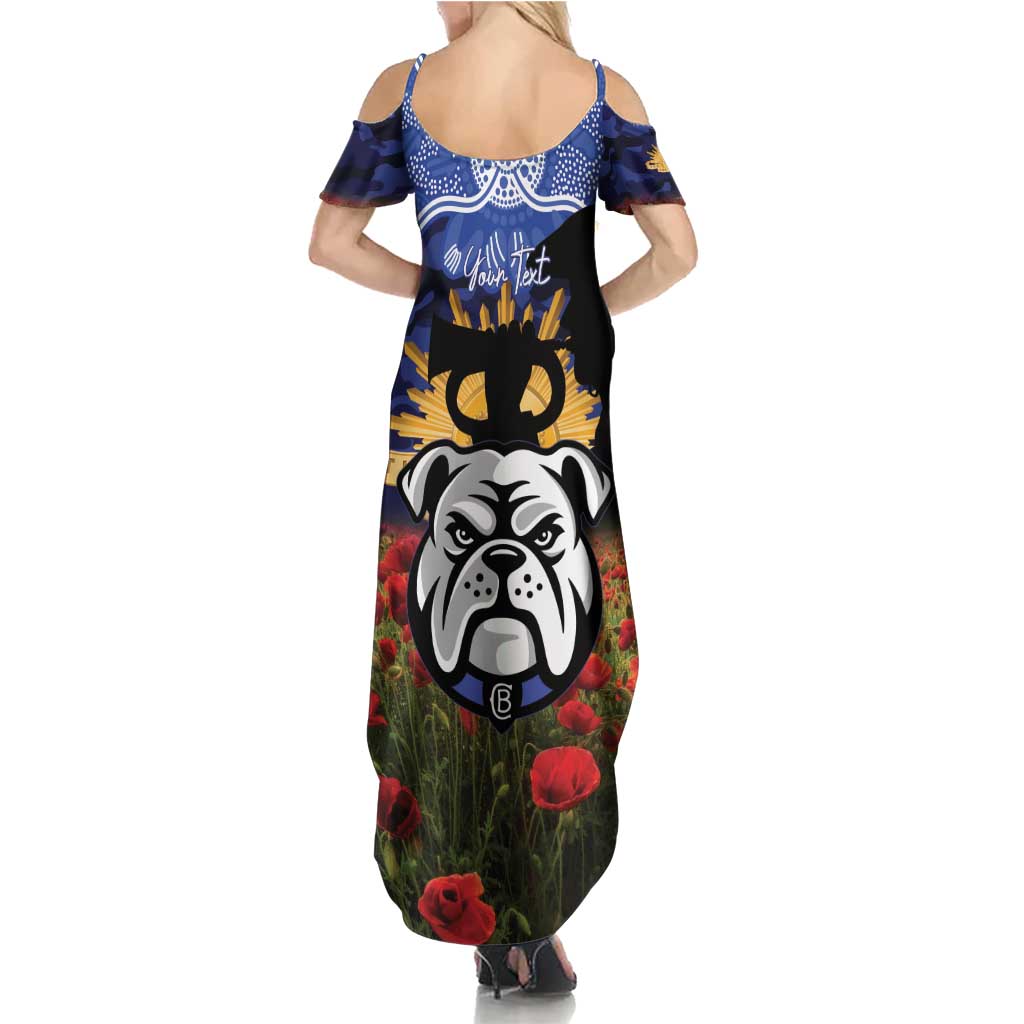 Personalised Bulldogs Rugby ANZAC Day Summer Maxi Dress Last Post Poppy We Will Remember Them