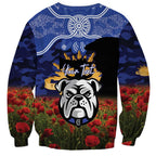 Personalised Bulldogs Rugby ANZAC Day Sweatshirt Last Post Poppy We Will Remember Them