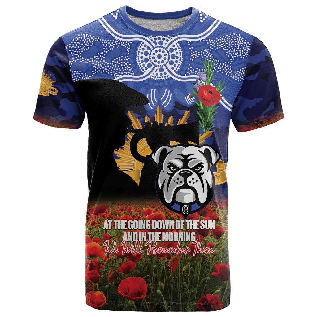 Personalised Bulldogs Rugby ANZAC Day T Shirt Last Post Poppy We Will Remember Them