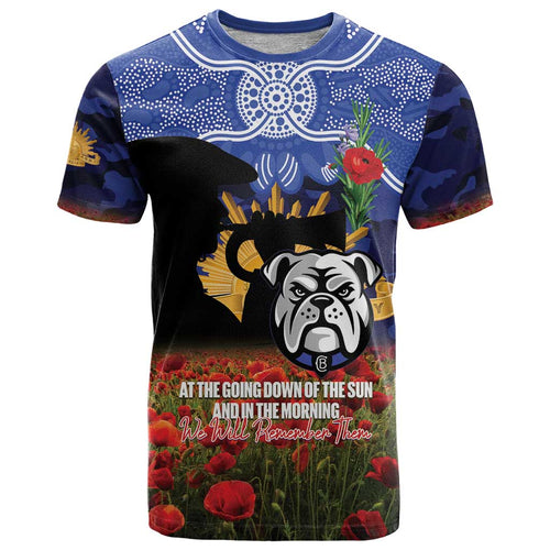 Personalised Bulldogs Rugby ANZAC Day T Shirt Last Post Poppy We Will Remember Them