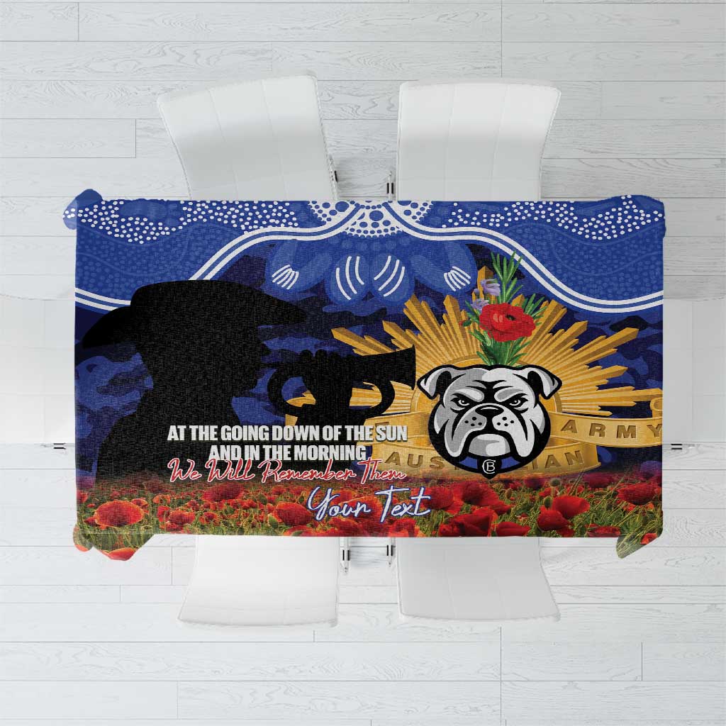Personalised Bulldogs Rugby ANZAC Day Tablecloth Last Post Poppy We Will Remember Them