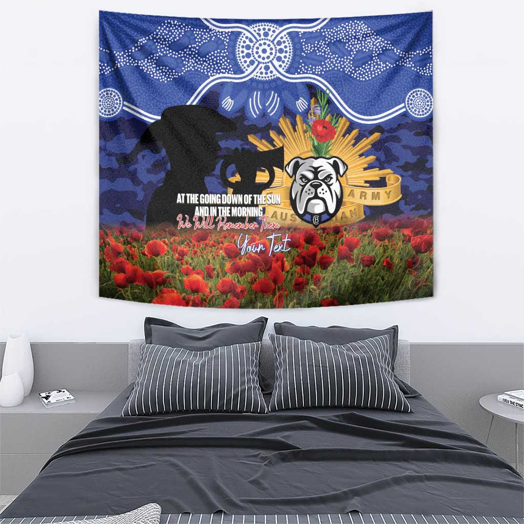 Personalised Bulldogs Rugby ANZAC Day Tapestry Last Post Poppy We Will Remember Them