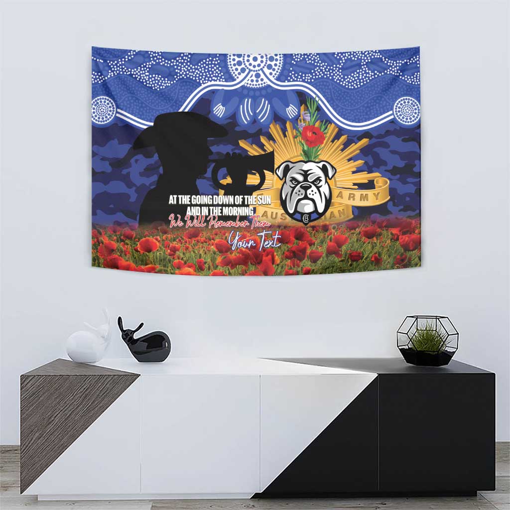 Personalised Bulldogs Rugby ANZAC Day Tapestry Last Post Poppy We Will Remember Them