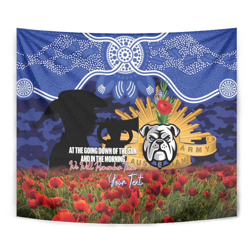 Personalised Bulldogs Rugby ANZAC Day Tapestry Last Post Poppy We Will Remember Them