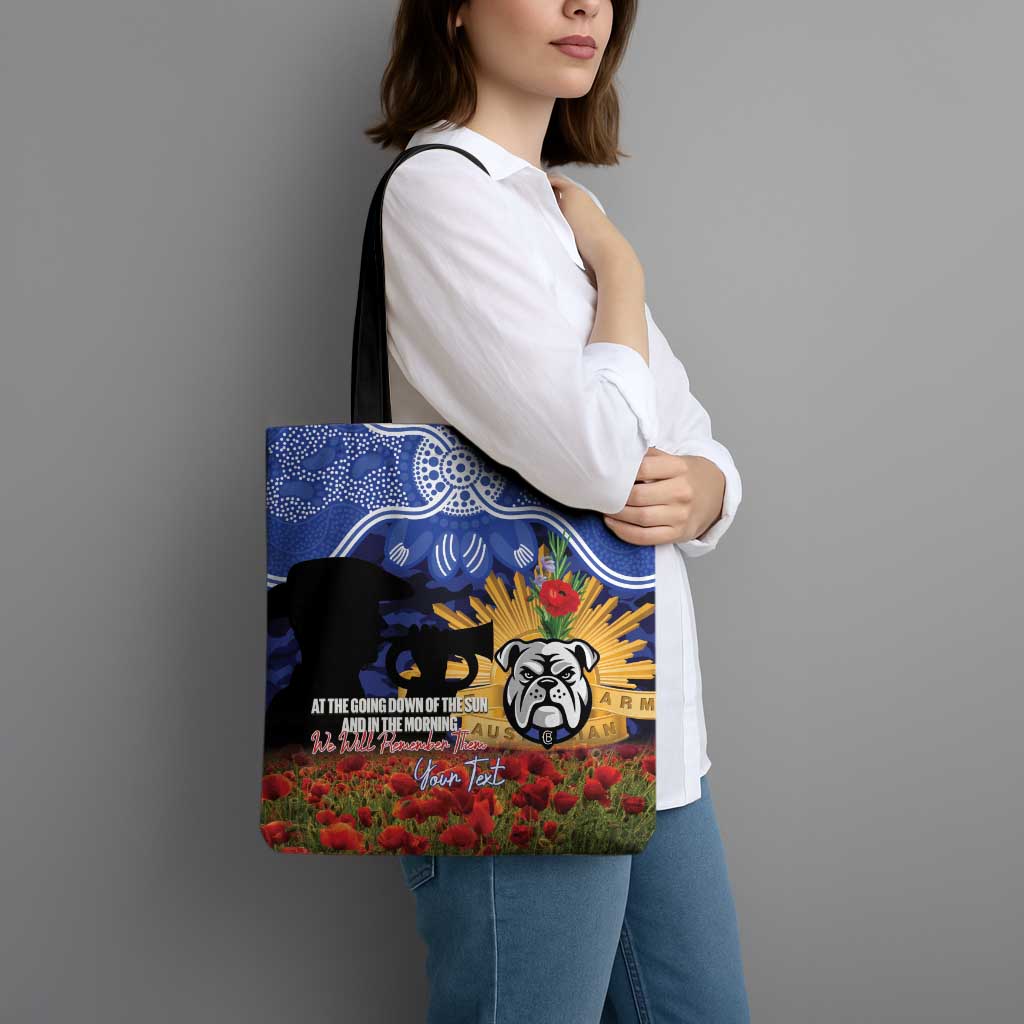 Personalised Bulldogs Rugby ANZAC Day Tote Bag Last Post Poppy We Will Remember Them