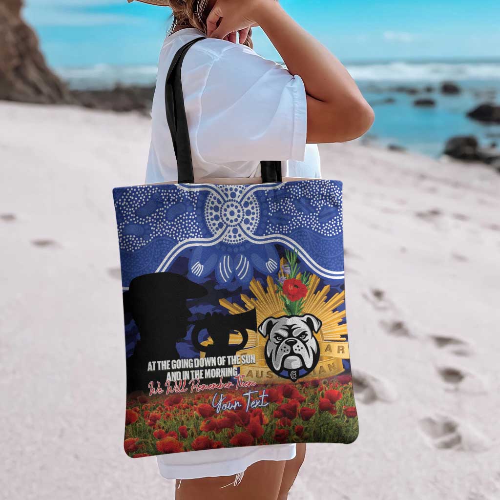 Personalised Bulldogs Rugby ANZAC Day Tote Bag Last Post Poppy We Will Remember Them