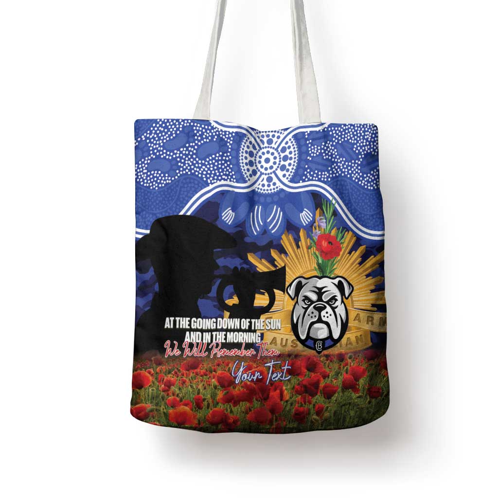 Personalised Bulldogs Rugby ANZAC Day Tote Bag Last Post Poppy We Will Remember Them