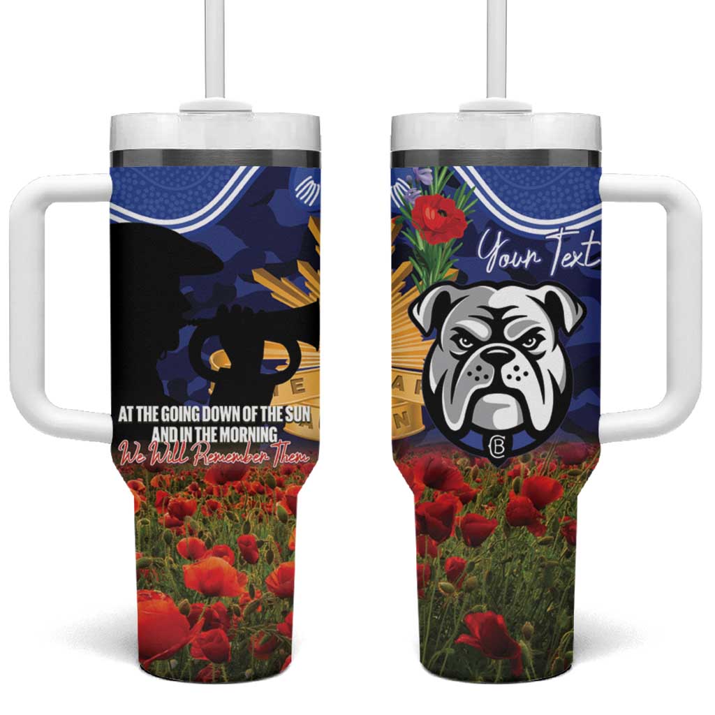 Personalised Bulldogs Rugby ANZAC Day Tumbler With Handle Last Post Poppy We Will Remember Them
