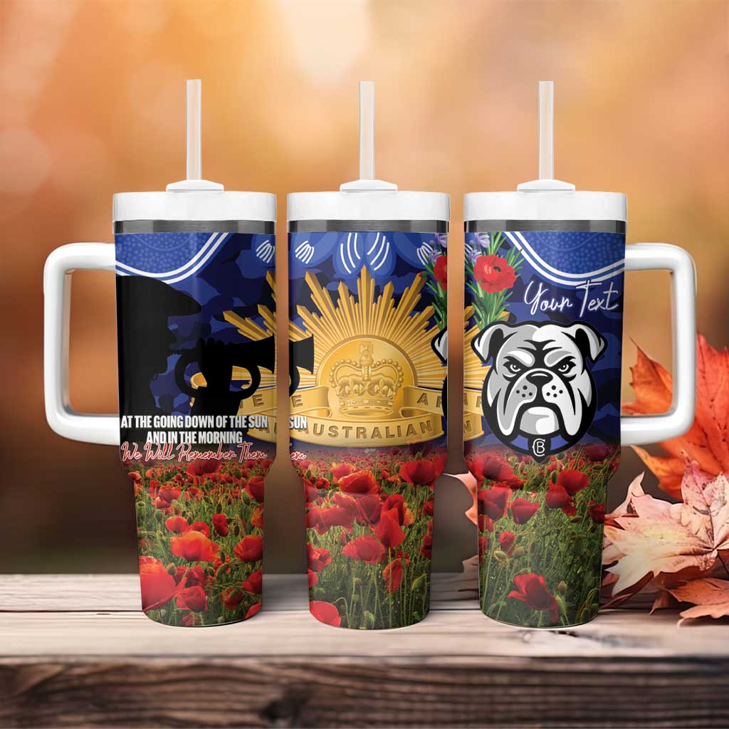 Personalised Bulldogs Rugby ANZAC Day Tumbler With Handle Last Post Poppy We Will Remember Them