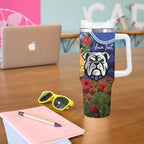 Personalised Bulldogs Rugby ANZAC Day Tumbler With Handle Last Post Poppy We Will Remember Them