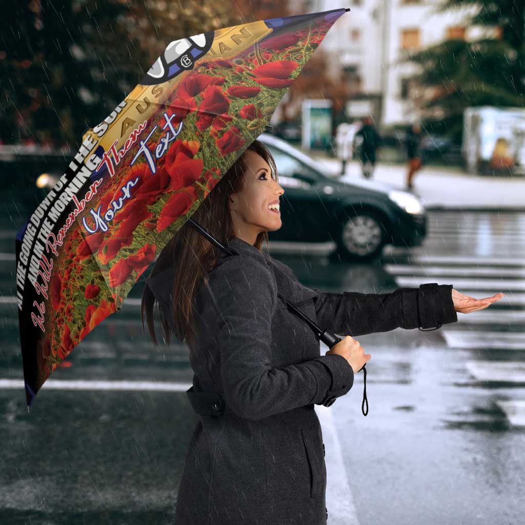 Personalised Bulldogs Rugby ANZAC Day Umbrella Last Post Poppy We Will Remember Them