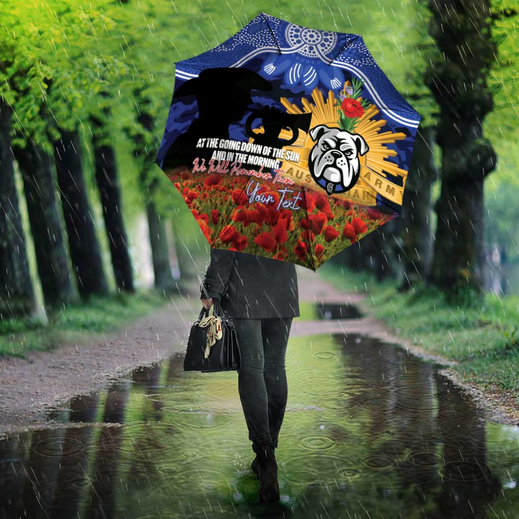 Personalised Bulldogs Rugby ANZAC Day Umbrella Last Post Poppy We Will Remember Them