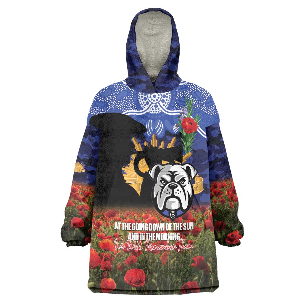 Personalised Bulldogs Rugby ANZAC Day Wearable Blanket Hoodie Last Post Poppy We Will Remember Them