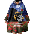 Personalised Bulldogs Rugby ANZAC Day Wearable Blanket Hoodie Last Post Poppy We Will Remember Them