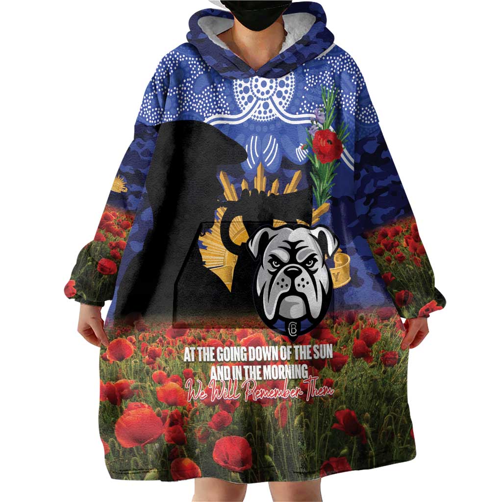 Personalised Bulldogs Rugby ANZAC Day Wearable Blanket Hoodie Last Post Poppy We Will Remember Them
