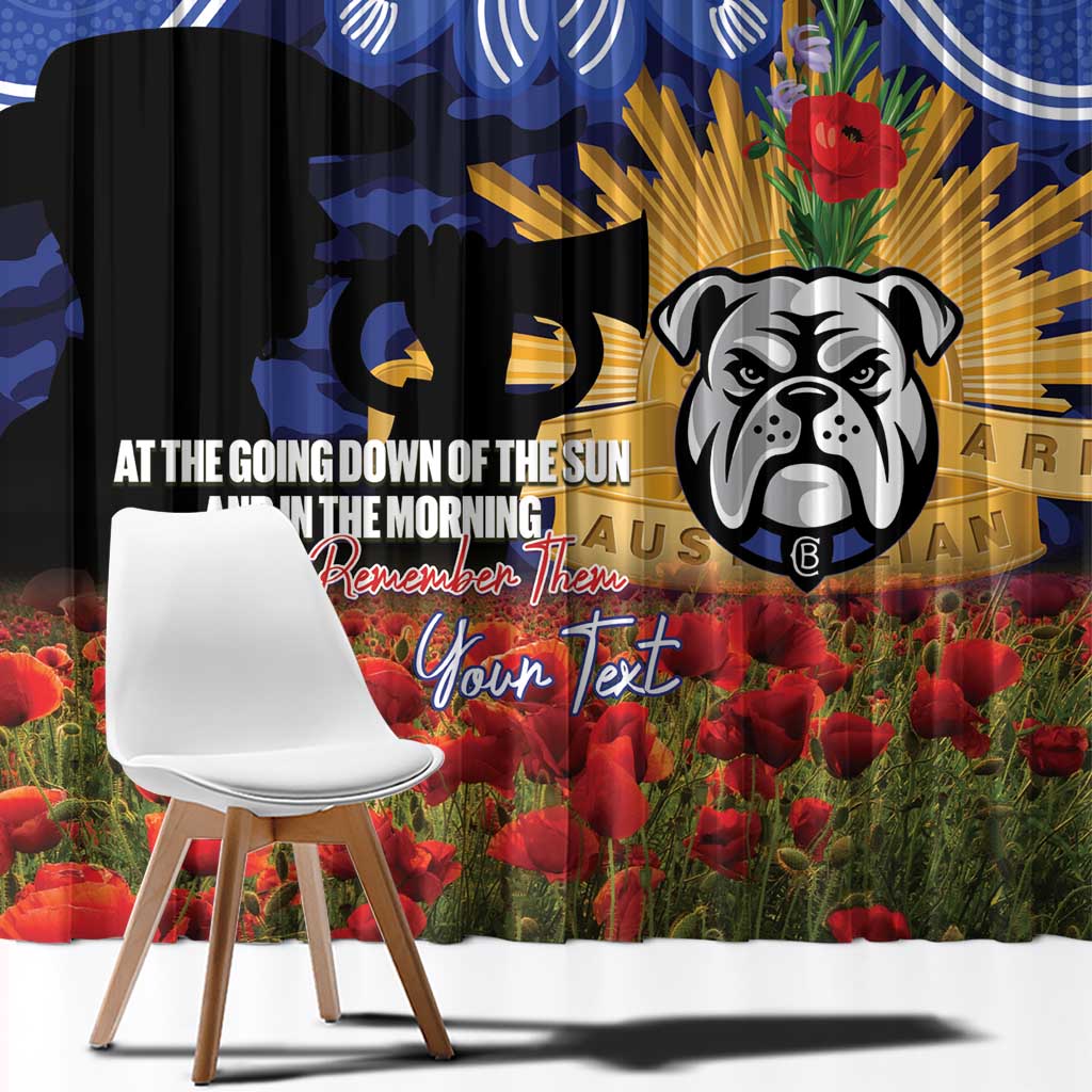 Personalised Bulldogs Rugby ANZAC Day Window Curtain Last Post Poppy We Will Remember Them