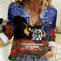Personalised Bulldogs Rugby ANZAC Day Women Casual Shirt Last Post Poppy We Will Remember Them