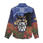 Personalised Bulldogs Rugby ANZAC Day Women Casual Shirt Last Post Poppy We Will Remember Them