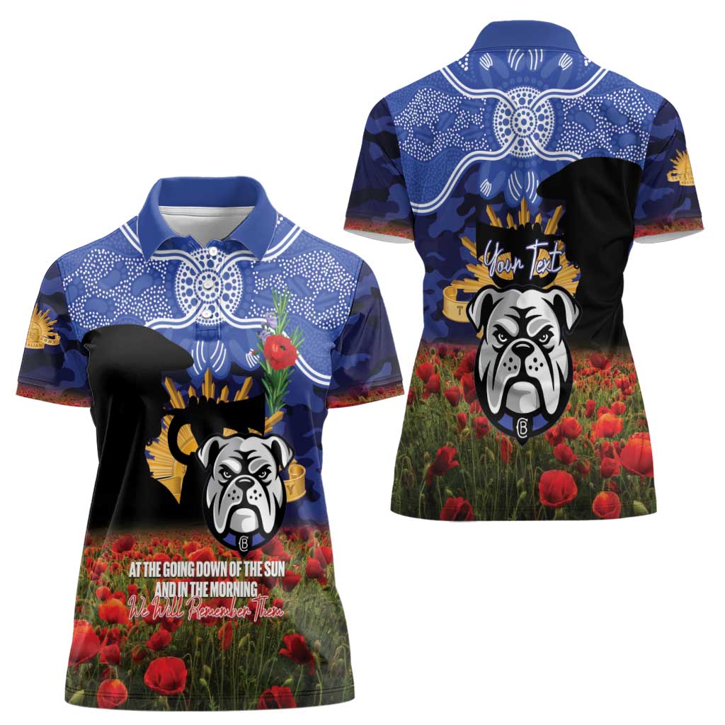 Personalised Bulldogs Rugby ANZAC Day Women Polo Shirt Last Post Poppy We Will Remember Them