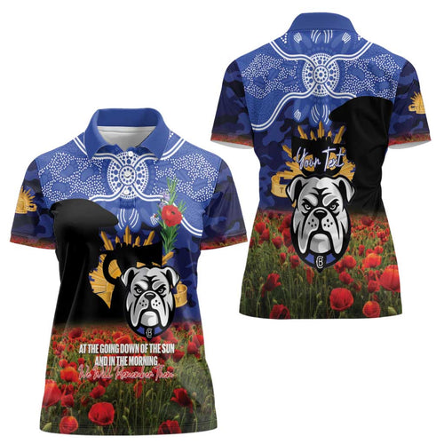Personalised Bulldogs Rugby ANZAC Day Women Polo Shirt Last Post Poppy We Will Remember Them