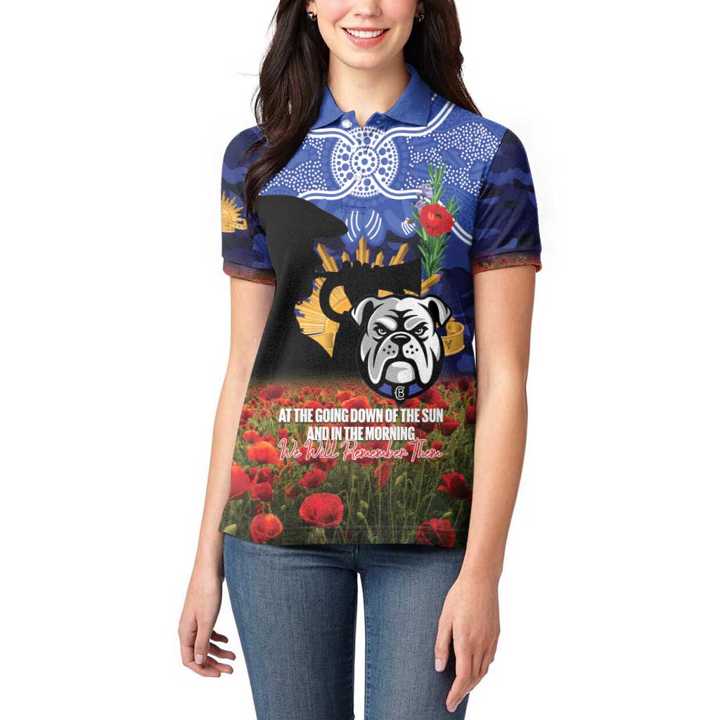 Personalised Bulldogs Rugby ANZAC Day Women Polo Shirt Last Post Poppy We Will Remember Them