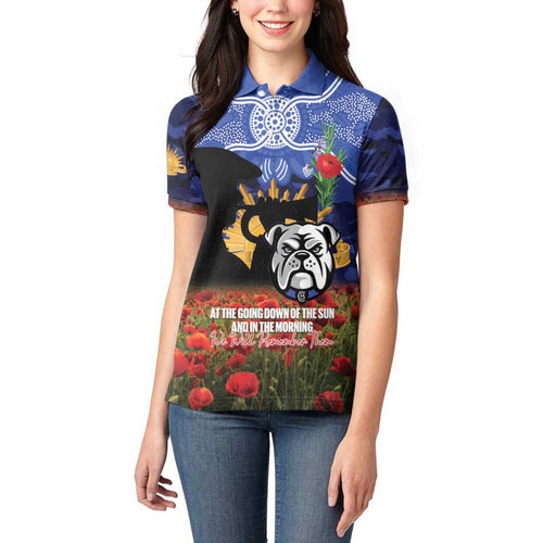 Personalised Bulldogs Rugby ANZAC Day Women Polo Shirt Last Post Poppy We Will Remember Them