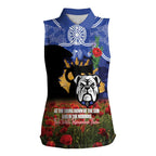 Personalised Bulldogs Rugby ANZAC Day Women Sleeveless Polo Shirt Last Post Poppy We Will Remember Them