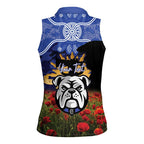 Personalised Bulldogs Rugby ANZAC Day Women Sleeveless Polo Shirt Last Post Poppy We Will Remember Them