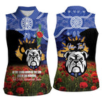 Personalised Bulldogs Rugby ANZAC Day Women Sleeveless Polo Shirt Last Post Poppy We Will Remember Them
