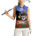 Personalised Bulldogs Rugby ANZAC Day Women Sleeveless Polo Shirt Last Post Poppy We Will Remember Them