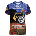 Personalised Bulldogs Rugby ANZAC Day Women V-Neck T-Shirt Last Post Poppy We Will Remember Them