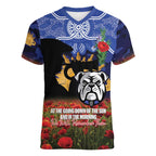 Personalised Bulldogs Rugby ANZAC Day Women V-Neck T-Shirt Last Post Poppy We Will Remember Them