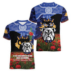 Personalised Bulldogs Rugby ANZAC Day Women V-Neck T-Shirt Last Post Poppy We Will Remember Them