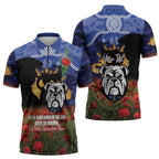 Personalised Bulldogs Rugby ANZAC Day Zipper Polo Shirt Last Post Poppy We Will Remember Them