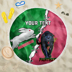 Personalised Panthers And Rabbitohs Rugby Beach Blanket 2024 Souths The Riff Together
