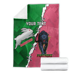 Personalised Panthers And Rabbitohs Rugby Blanket 2024 Souths The Riff Together