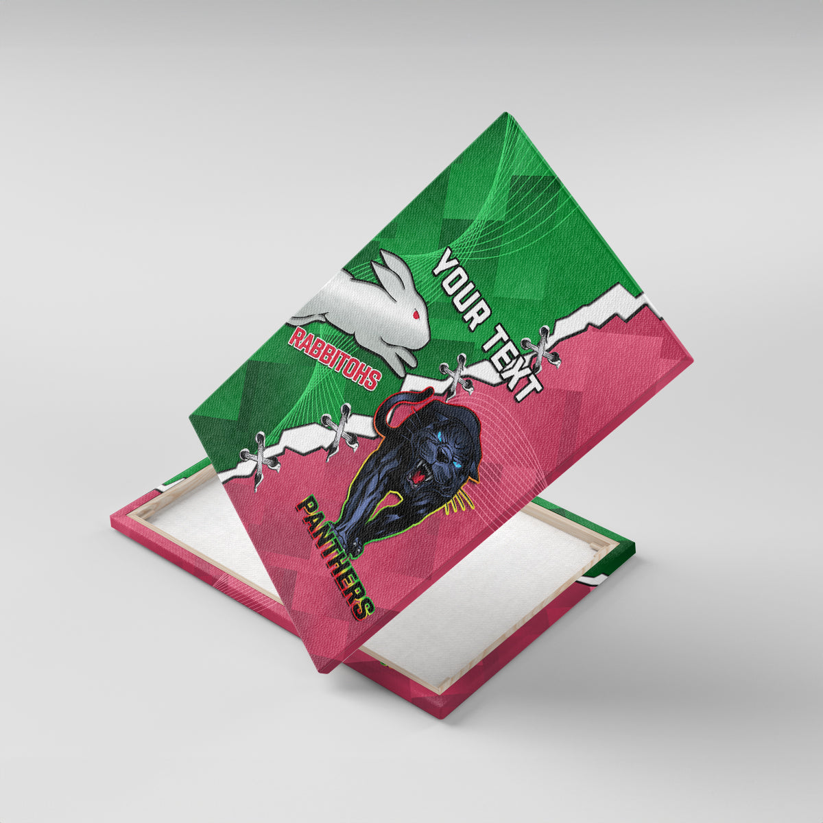 Personalised Panthers And Rabbitohs Rugby Canvas Wall Art 2024 Souths The Riff Together